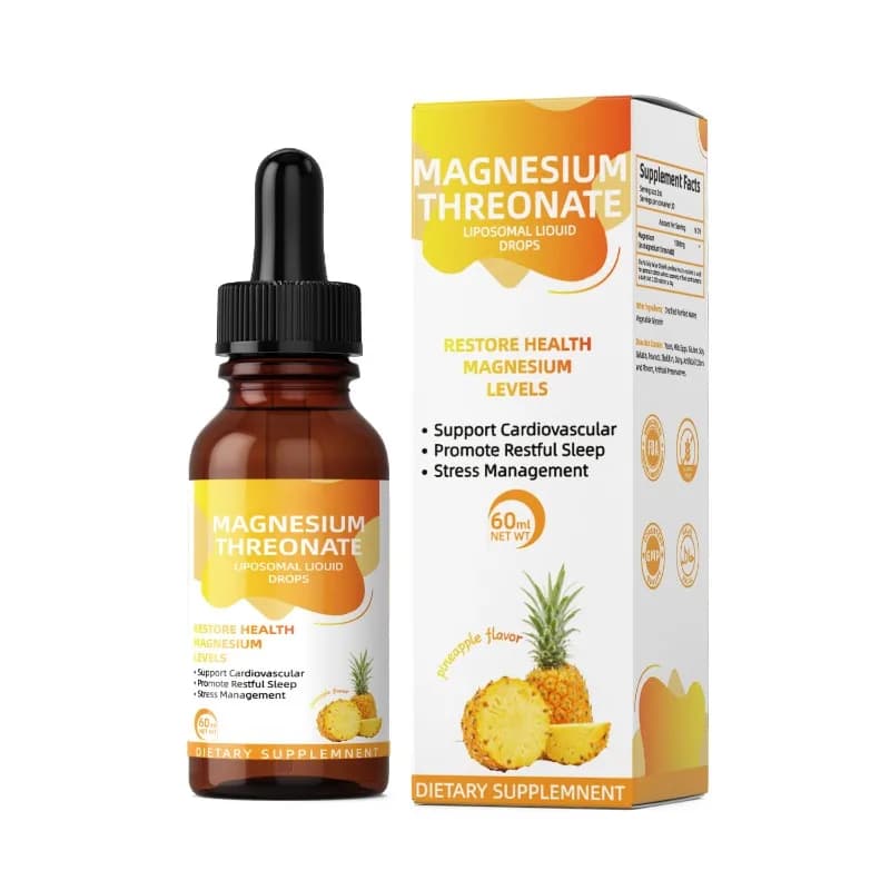 Gouttes de thréonate de magnésium pur, complément liquide oral, absorption facile, soutien du corps, sommeil sain, pour usage quotidien
