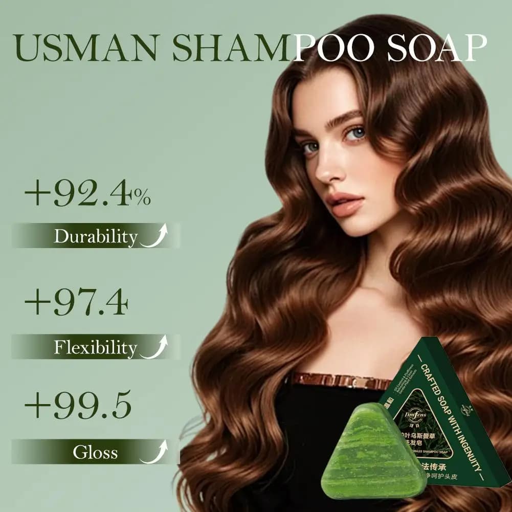 Usman herbe shampooing savon feuille de cyprès Polygonatum extrait de plante à base de plantes rafraîchissant propre huile contrôle et démangeaisons 120g