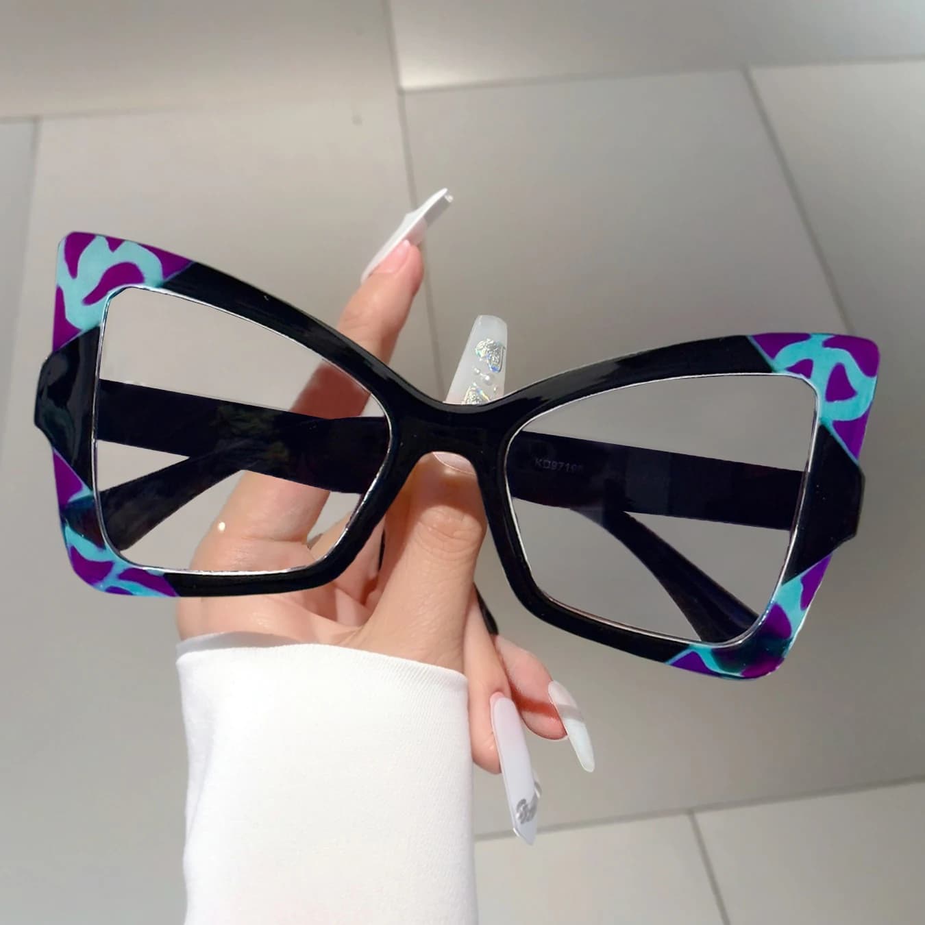 Lunettes surdimensionnées œil de chat pour femmes, monture tendance, Design de couleur contrastée