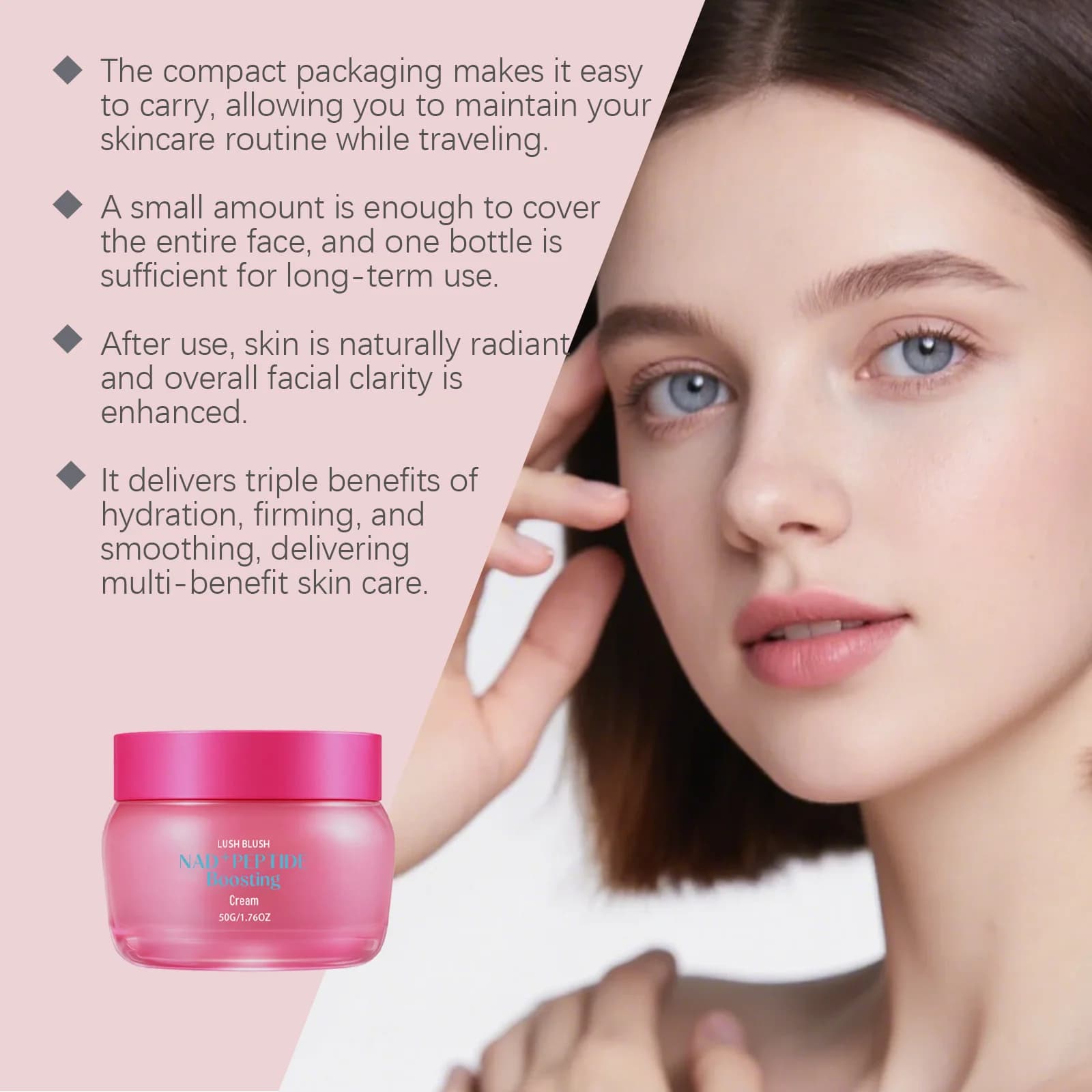 Crème Visage Hydratante et Raffermissante NAD+Peptide : Atténue les Rides