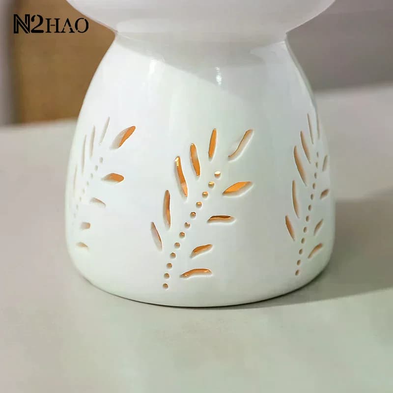 Brûleur d'encens en céramique blanche, diffuseur d'huiles essentielles, diffuseur d'aromathérapie, poêle à chauffage creux, décoration d'intérieur du Moyen-Orient