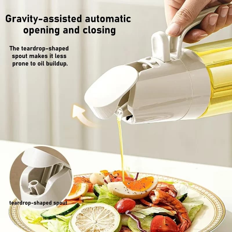 Bouteille d'huile pulvérisée pour la maison, vaporisateur de cuisine de qualité alimentaire et bouteille d'huile en verre anti-fuite à double usage avec atomisation