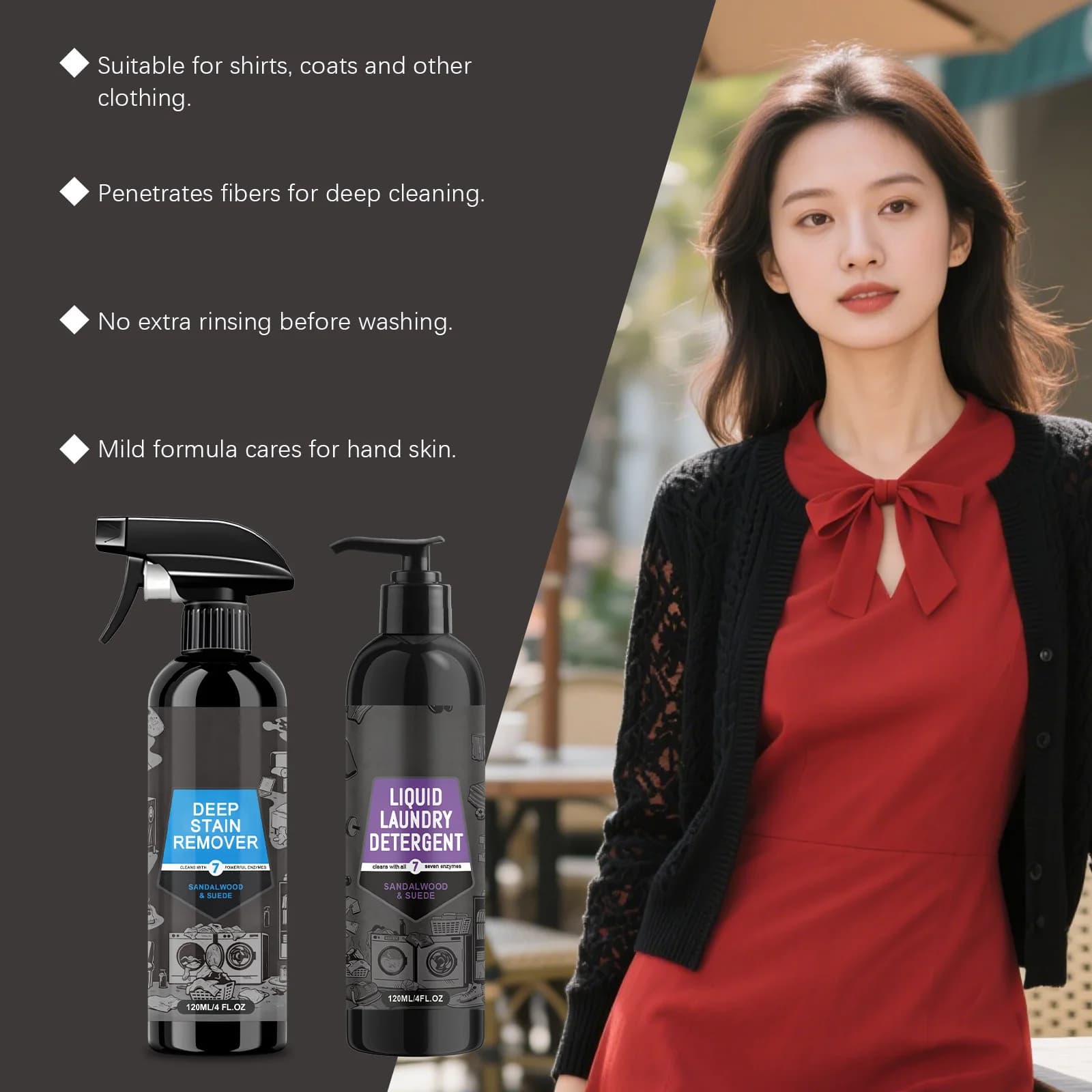 Détergent à lessive détachant doux pour vêtements