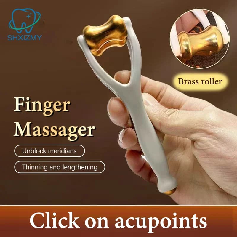 Massage des doigts rouleau à double rangée conception de rouleau en laiton utilisation facile soulager la Fatigue des doigts favoriser le sang outil de Massage des doigts Portable