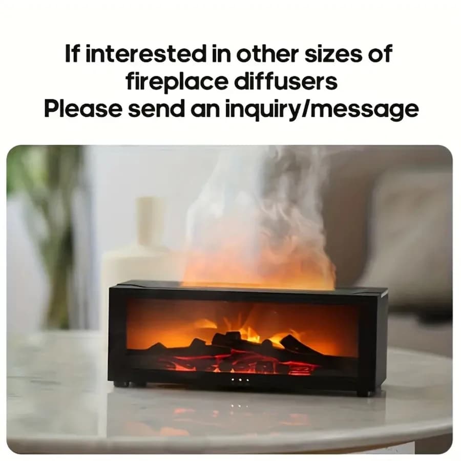 Humidificateur de cheminée simulée, diffuseur d'arômes à flamme 3D simulée, avec télécommande de minuterie pour diffuseur d'arômes lumineux
