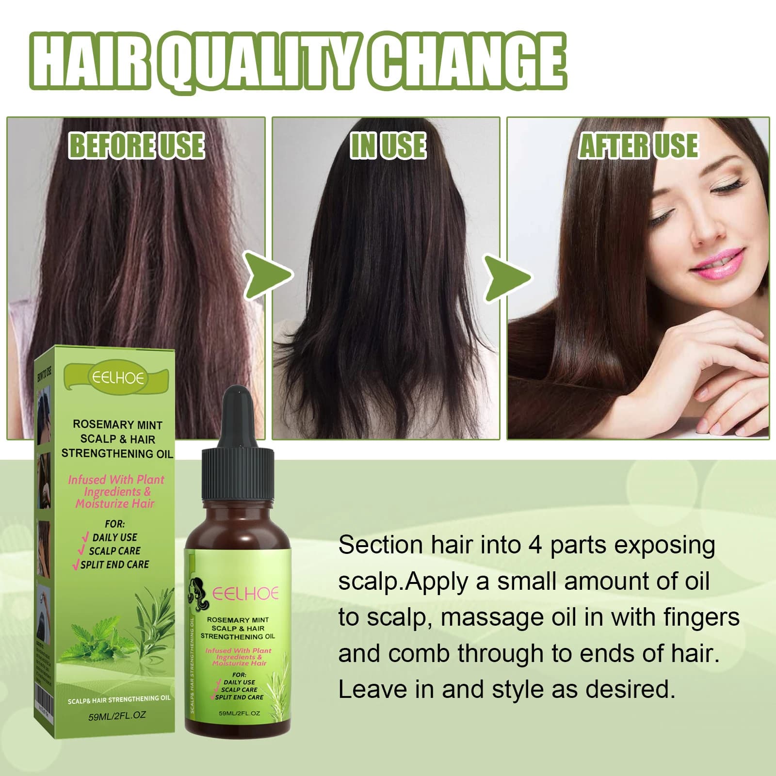 Huile fortifiante pour cuir chevelu et cheveux, réparation efficace du cuir chevelu abîmé, réduction des pellicules, contrôle du sébum, huile essentielle hydratante pour cheveux