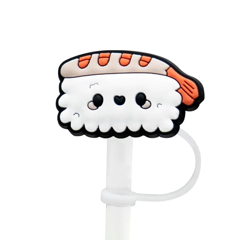 1-30 pièces 8MM fromage Sushi paille couvre capuchon, mignon Snack Silicone paille Topper tasse accessoires, Hamburger café paille couvre