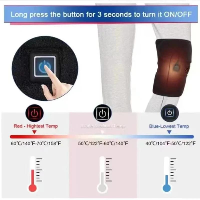 Coussin chauffant électrique pour le genou - Une ceinture chauffante pour le genou alimentée par USB, adaptée aux articulations, avec bande chauffante réglable, idéale pour un usage quotidien