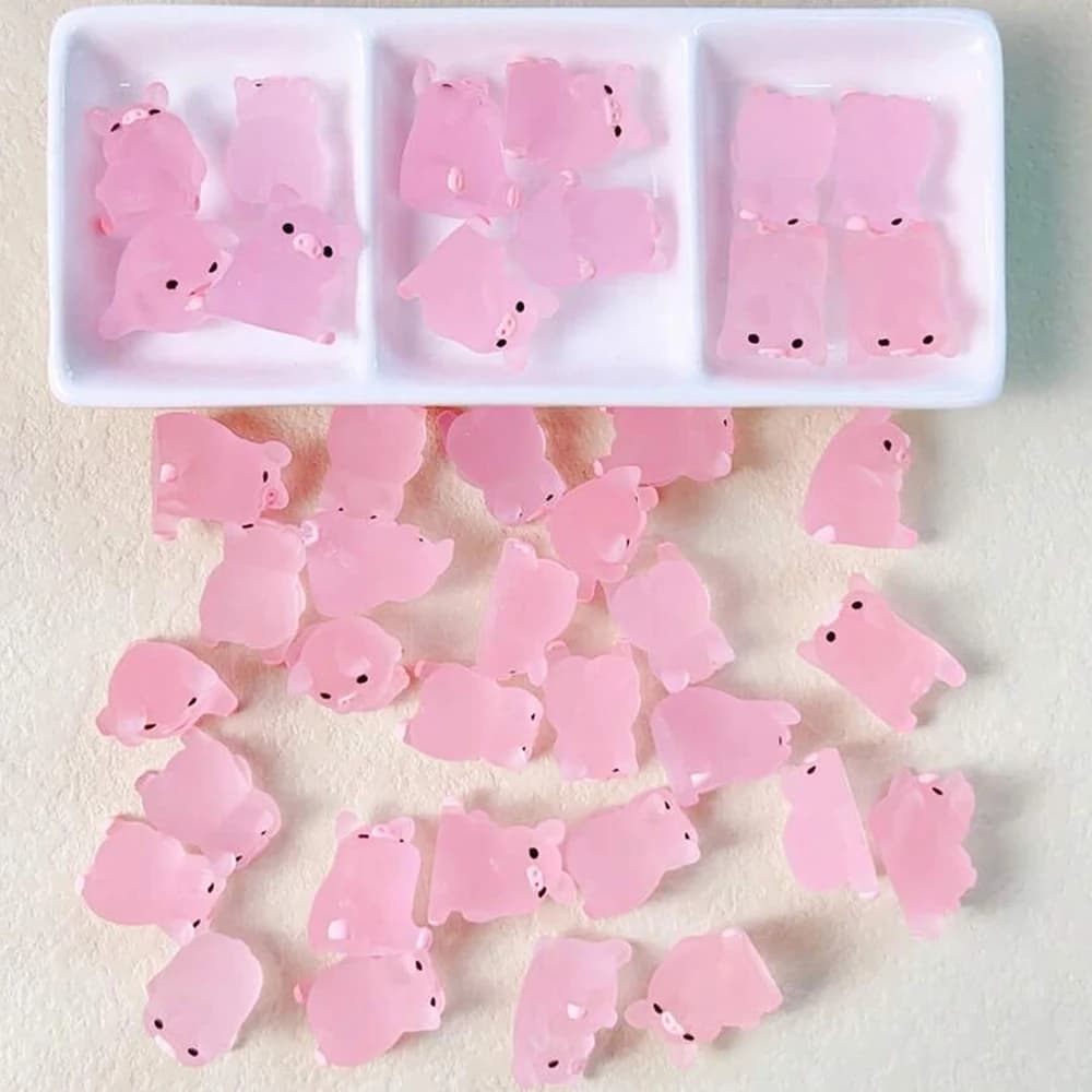 Boîte de 6/15/30/1 boîtes de cochon lumineux, Mini cochon rose créatif qui brille dans la nuit, Miniature pour jardin, paysage, décoration de la maison