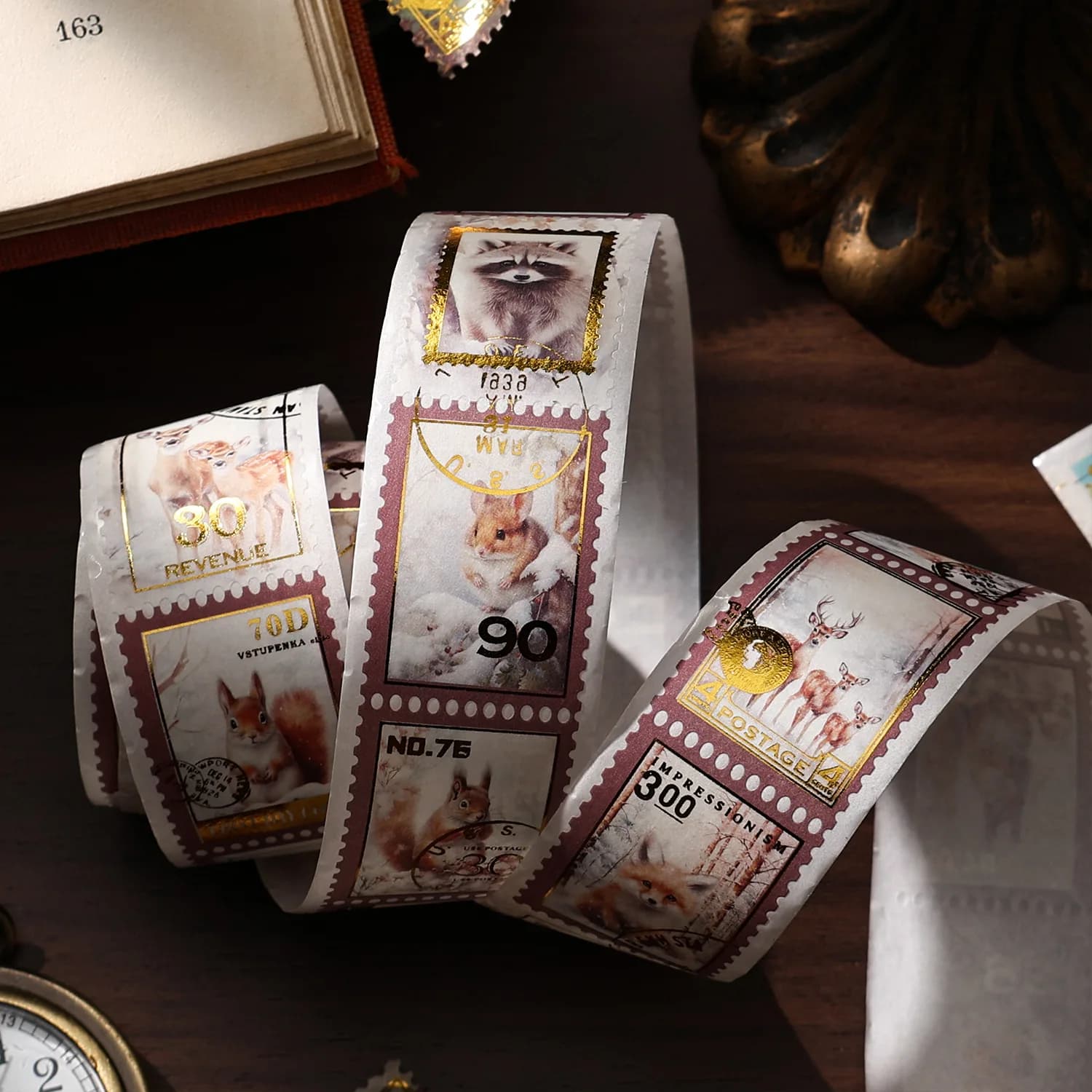 1 rouleau de ruban adhésif décoratif Washi rétro 25mmx3m, motif bureau de poste et timbres, pour scrapbooking DIY