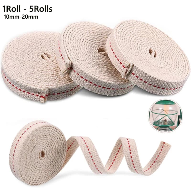 1-5 rouleaux de mèches de lampe à huile, mèches de lanternes à huile plates avec point pour lampes à huile et brûleurs de bougies, 1 m (rouge, 10 mm-20 mm)