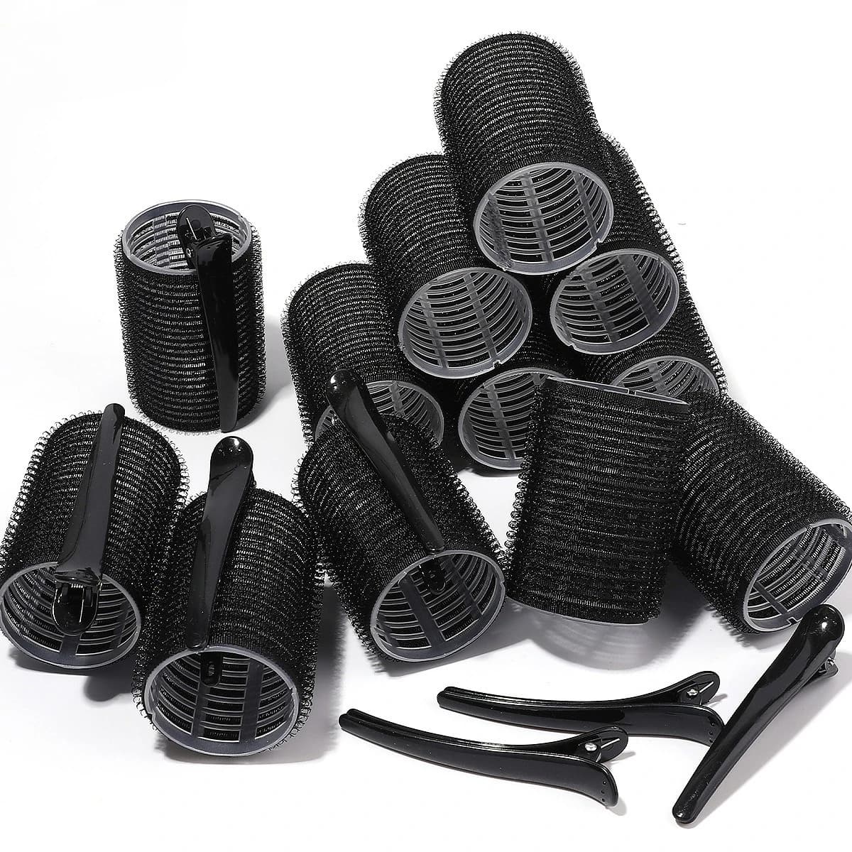 Ensemble de bigoudis à crochet auto-agrippant, 12 pièces, rouleau sans chaleur, 6/12 Clips, pour Salon de coiffure, outils de coiffure collants
