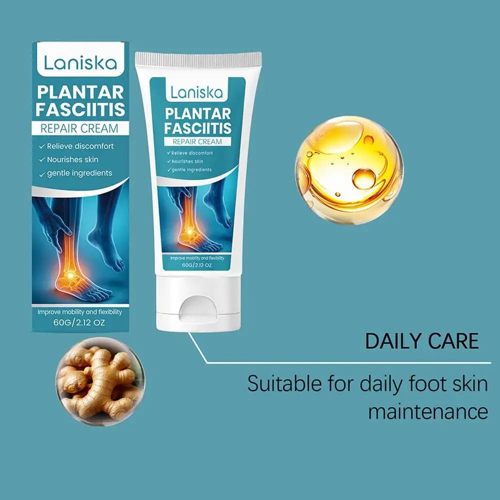 Crème Apaisante 60g pour Fasciite Plantaire, Soulagement Douleur Talon, Pommade Traitement Épine Calcanéenne et Pieds Douloureux, Soin des Pieds Pénétrant en Profondeur