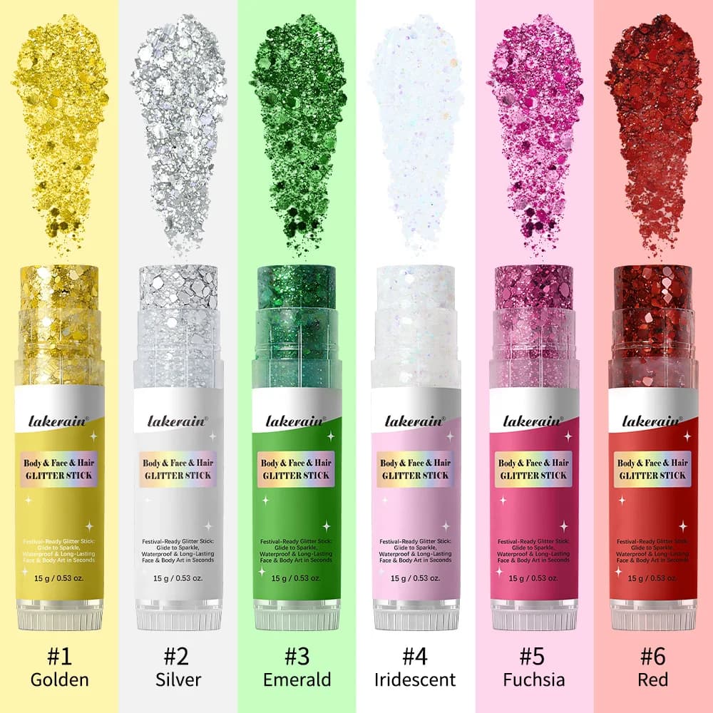 Stick scintillant pour le corps, imperméable, longue durée, non collant, lisse, paillettes riches et éblouissantes, pour le maquillage de festival et de fête