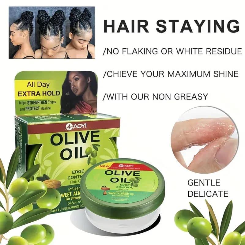 Gel de cire d'huile d'olive, revitalisant anti-frisottis doux et gel coiffant hydratant, gel coiffant rafraîchissant non collant pour hommes et femmes