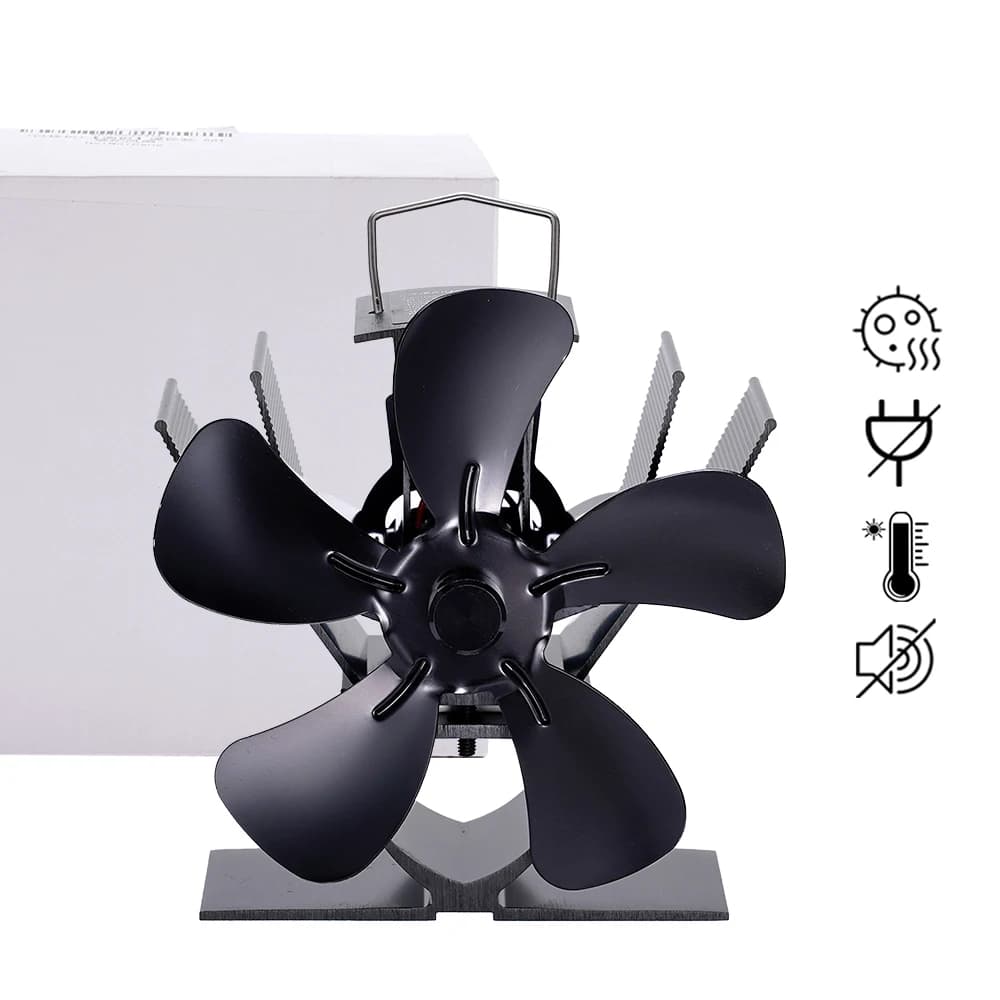 Mini ventilateur de poêle silencieux à 5 lames, distribution efficace de la chaleur, poêle à bois, poêle à bûches, cuillère à soupe, 62