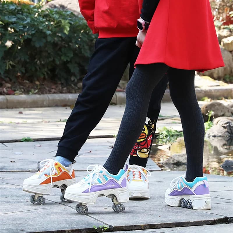 Chaussures de Parkour à déformation rétractable, 4 chaussures de patinage à roulettes pour enfants et adultes, baskets unisexes de rue, Fitness urbain, chaussures de patinage Quad