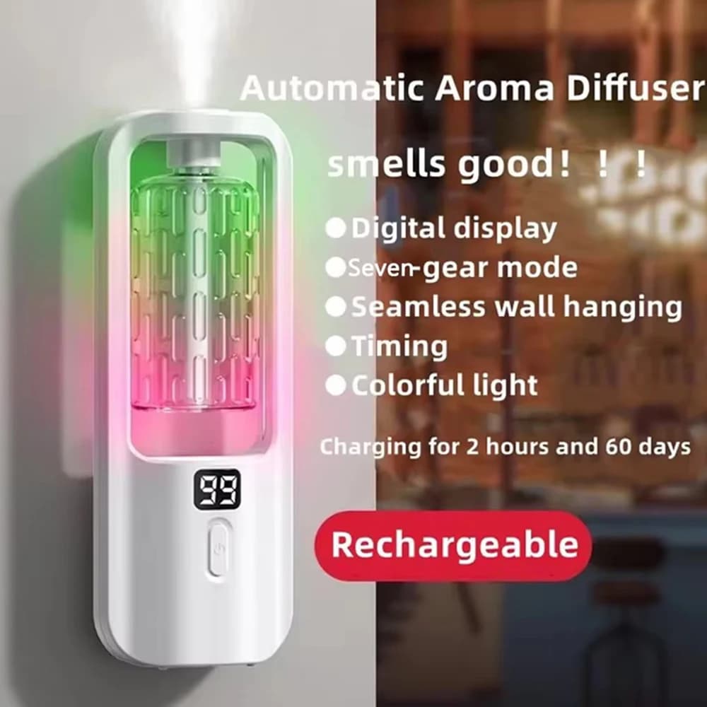 Diffuseur d'huiles essentielles 50 ml, USB, multi-modes, affichage numérique LED, 7 vitesses, affichage mural, purificateur d'air, parfum intelligent