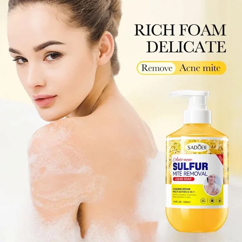 500ml nettoyage en profondeur élimination des acariens au soufre lavage du corps contrôle de l'huile Gel douche