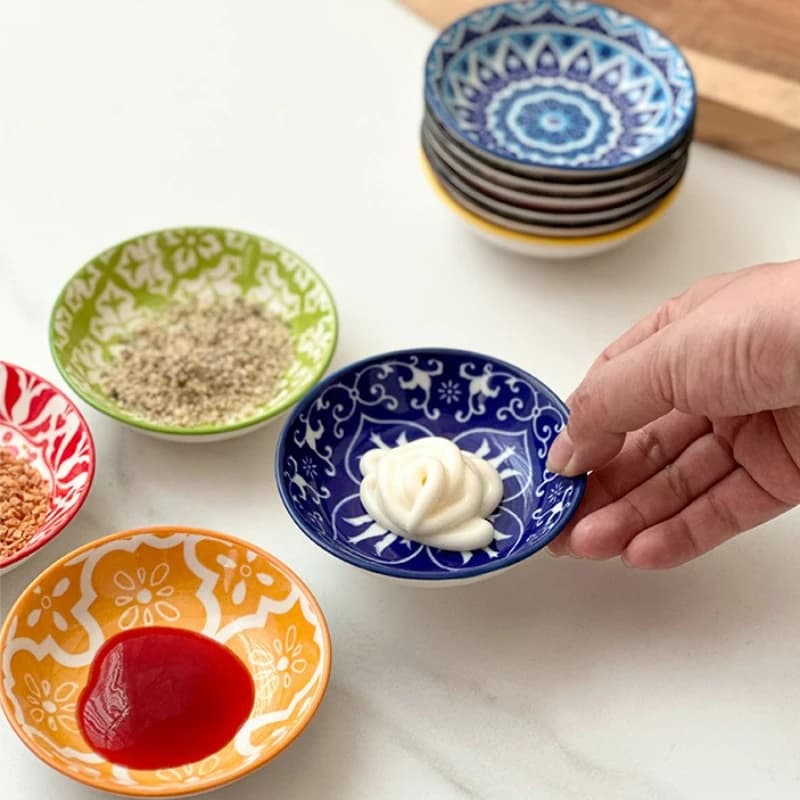Assiettes à vinaigre en céramique bohème, plat d'assaisonnement pour Barbecue, Sashimi trempé, Sushi, Snack au soja, assiettes à Dessert aux fruits, vaisselle