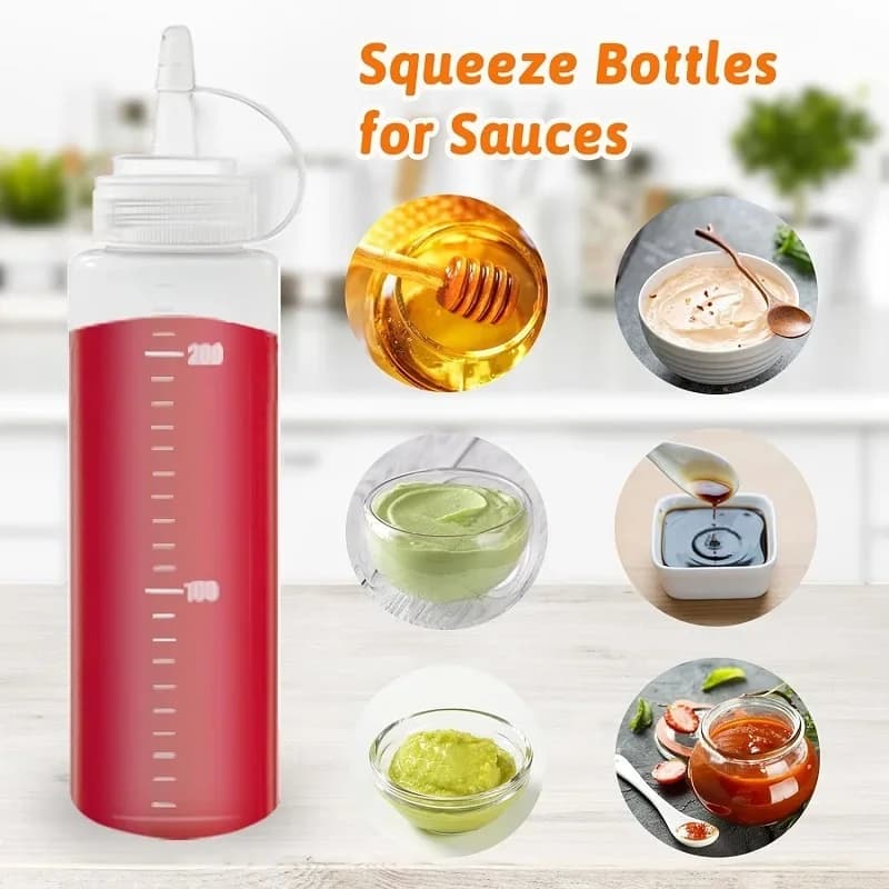 Bouteille à presser pour dressage de salade, confiture de sauce tomate, bouteille d'assaisonnement d'huile à presser, bouteille de sauce à presser en plastique, outils de cuisine 1 pièce