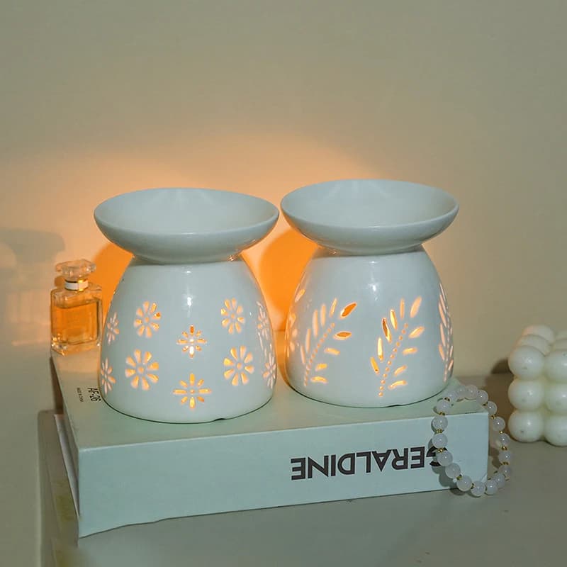 Brûleur d'encens en céramique blanche, diffuseur d'aromathérapie, diffuseur d'huiles essentielles, bougie, poêle à chauffage creux, décoration d'intérieur du Moyen-Orient