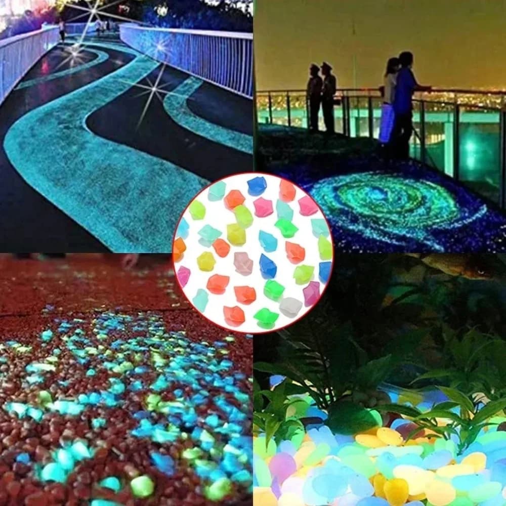 Pierres de sable lumineuses, galets de jardin, parc, route, brille dans l'obscurité, ornement de fête, bouteille de souhait, décoration de pierres de sable lumineuses