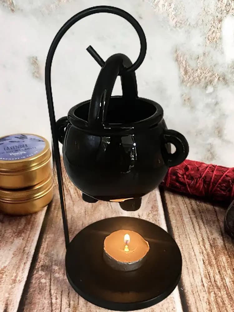 Brûleur à huile en forme de chaudron de sorcière suspendu, pot de chaudron de sorcière, porte-bougie, brûleur d'encens, diffuseur d'huiles essentielles pour la décoration de la maison