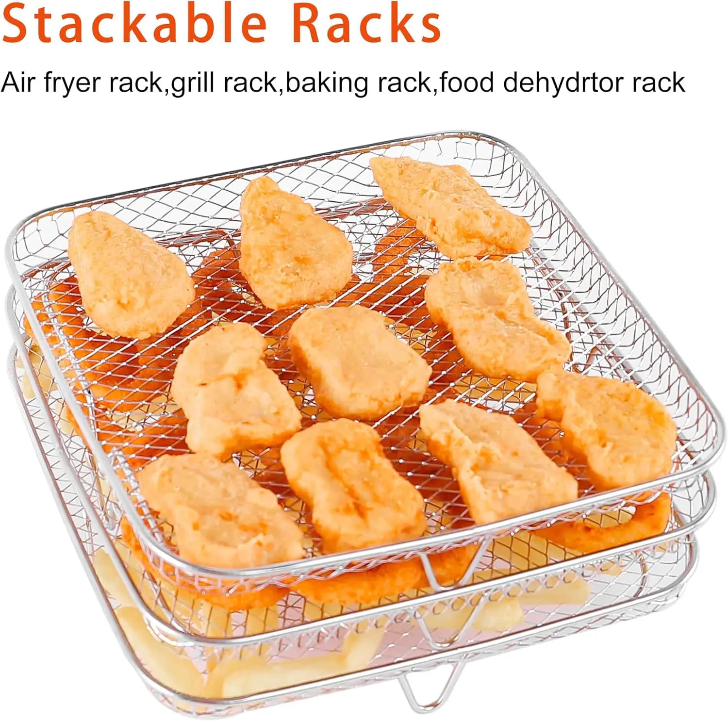Support de friteuse à Air pour Ninja double 3 pièces, support de grillades rectangulaire en acier inoxydable, panier de friteuse à air chaude, accessoires de plateau