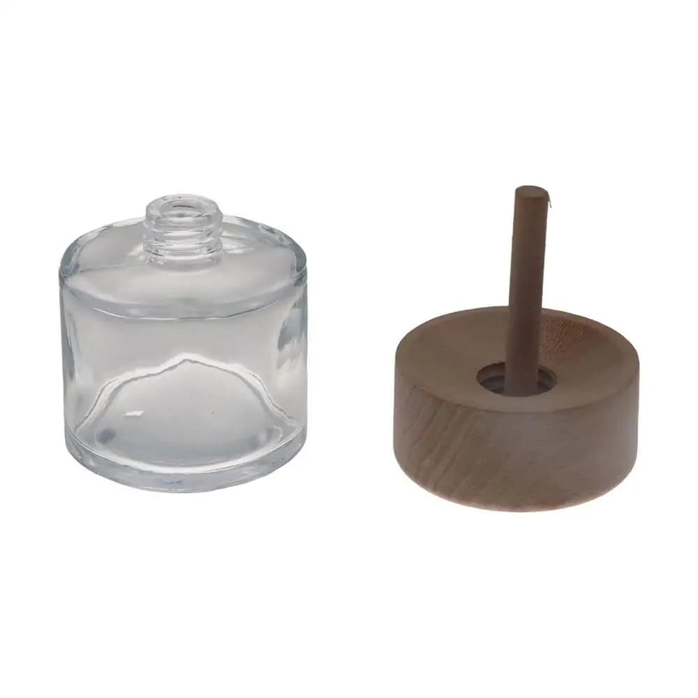 Bouteilles diffuseur de parfum en verre de 50 ml avec bouchon en bois, rechargeables, pour bricolage, pots diffuseurs de parfum, bouteilles d'aromathérapie pour voiture, bouteilles transparentes