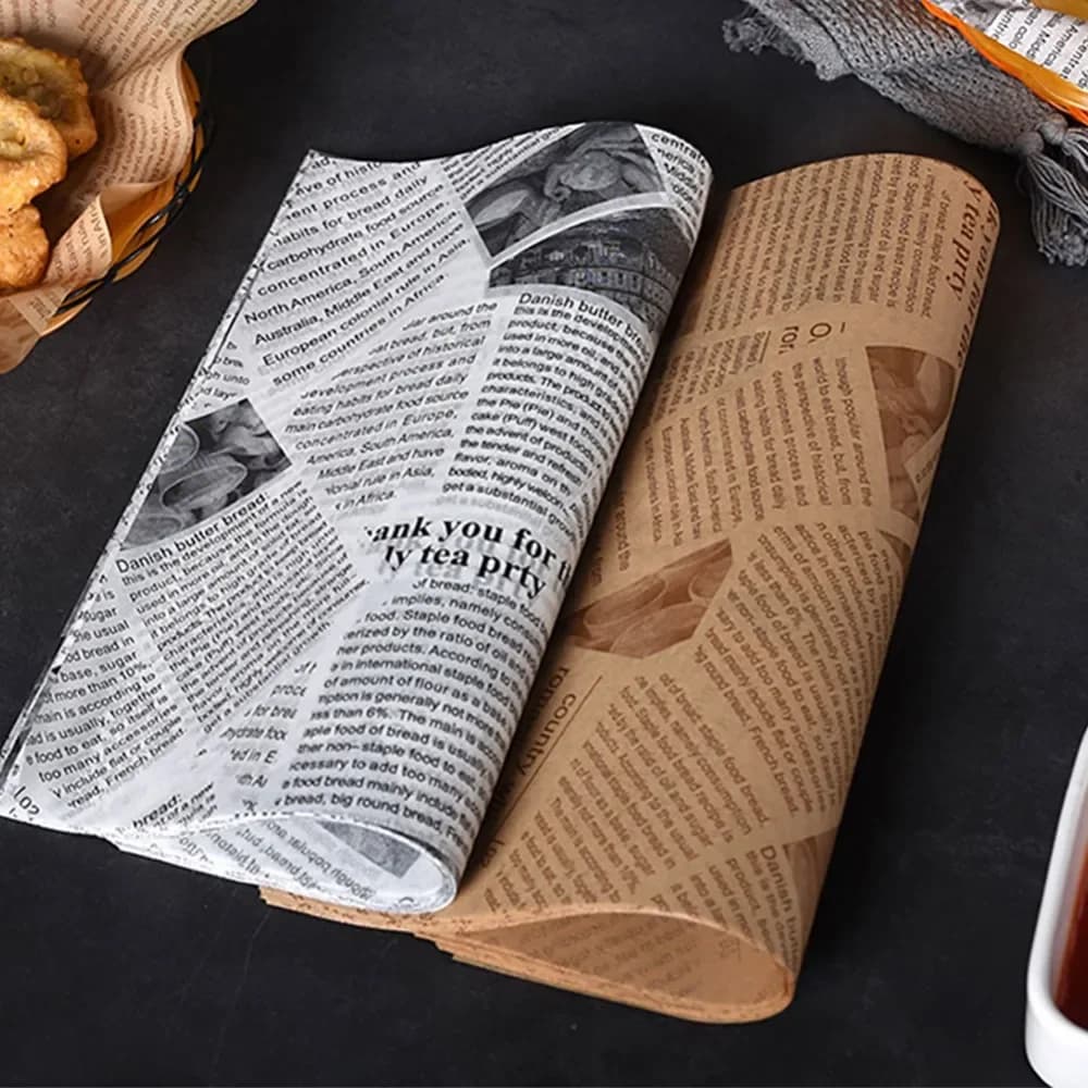 Papier d'avertissement Oil-Verde pour l'emballage, sandwich, emballage, hamburger, friteuse à aliments frits, plaque de papier de cuisson à l'air, accessoires en polymères, 50 pièces