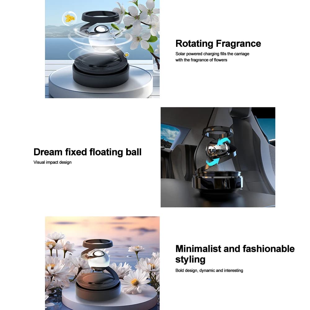 Diffuseur de parfum solaire KEBIDUMEI pour voiture, désodorisant rotatif à lévitation, parfum interstellaire, accessoires intérieurs de voiture