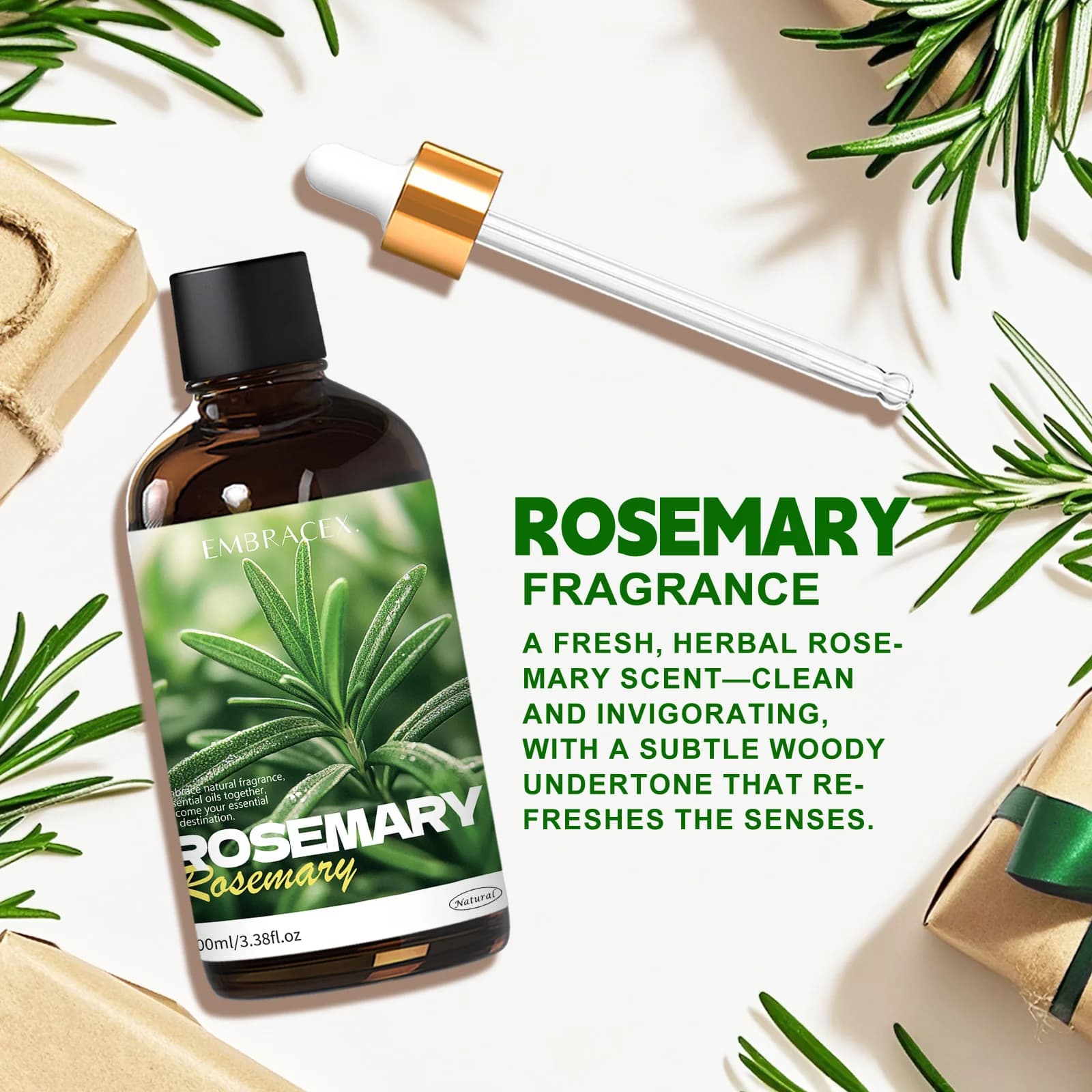 Huile essentielle de romarin 100ml, huile pour le visage, huile parfumée naturelle à base de plantes, pour offrir en cadeau à des amis