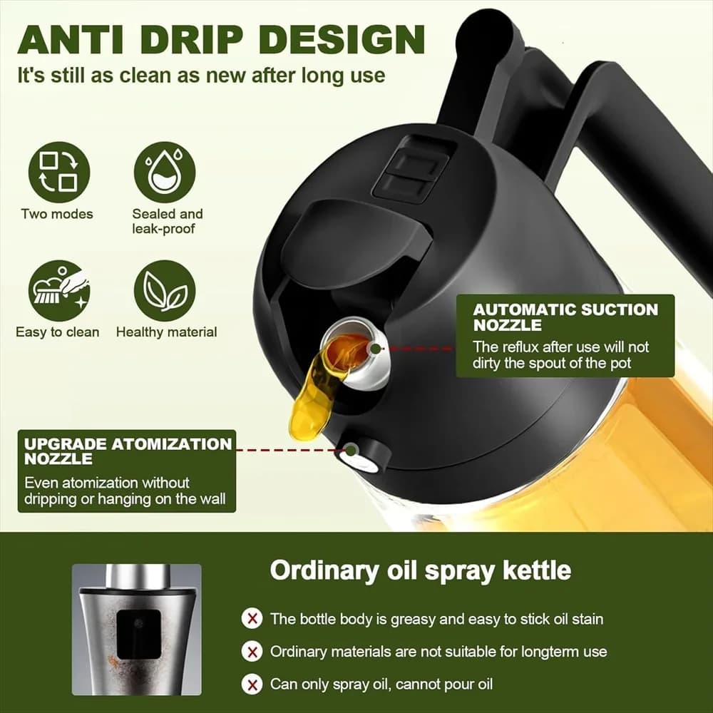 Pulvérisateur d'huile d'olive 16oz/470ml pour la cuisson-distributeur