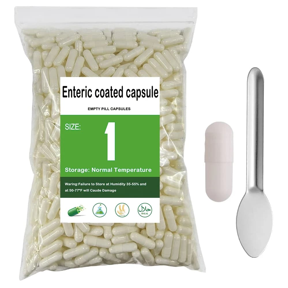 Capsule à revêtement entérique 1000 pièces Taille 1 #   Capsule de gélatine dure vide blanc vide, Capsules jointes Gel médecine pilule creuse