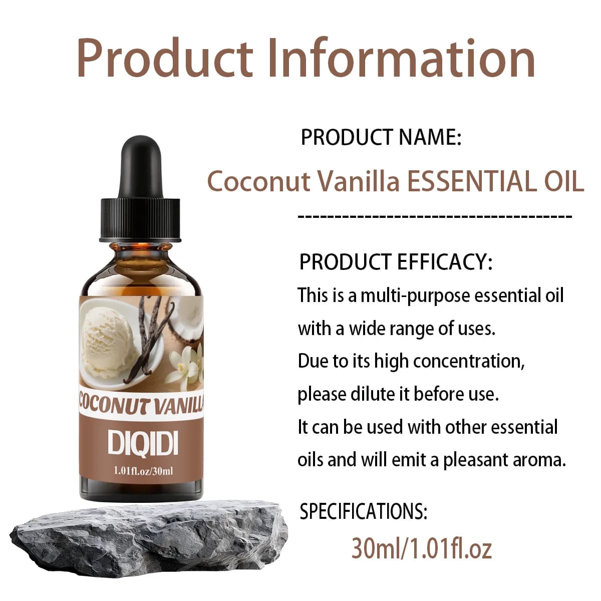 Huile essentielle de noix de coco et de vanille