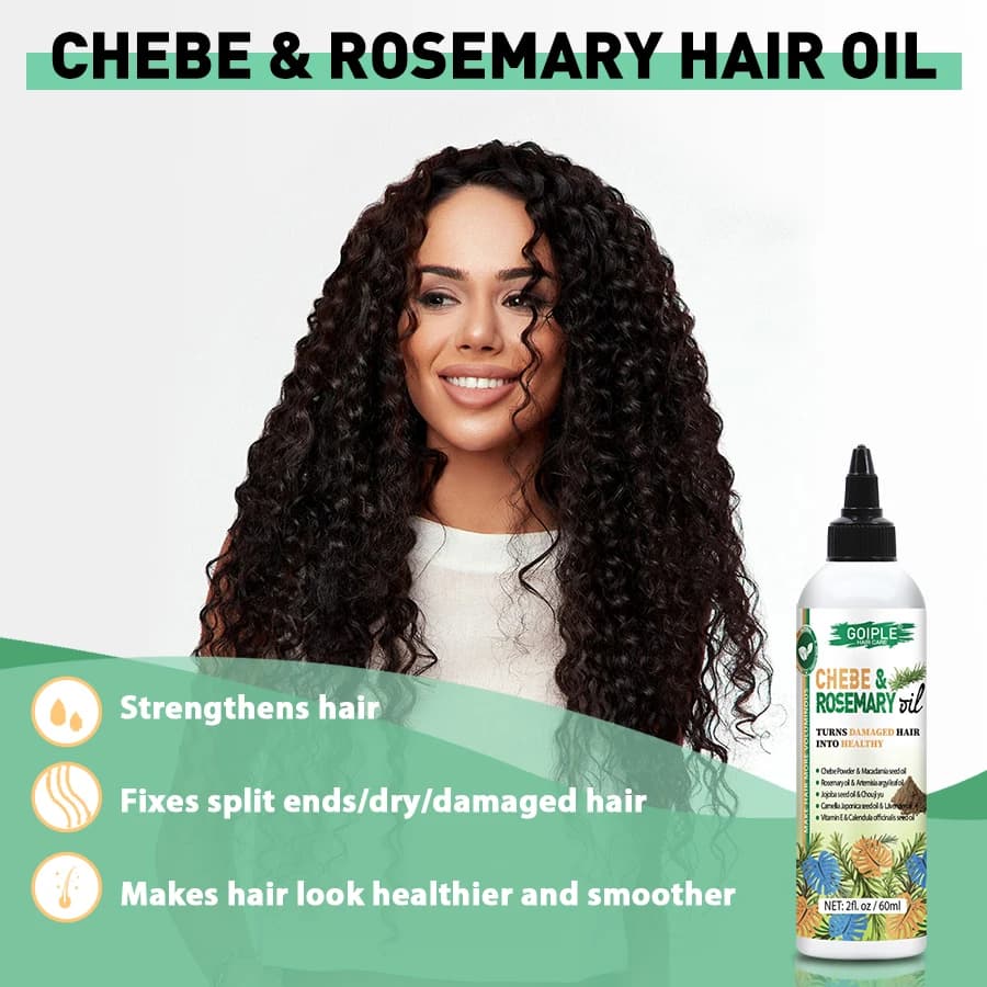 GOIPLE – huile essentielle de Chebe et de romarin, produit capillaire hydratant et nourrissant, favorise l'huile capillaire saine, après-shampooing lisse et brillant