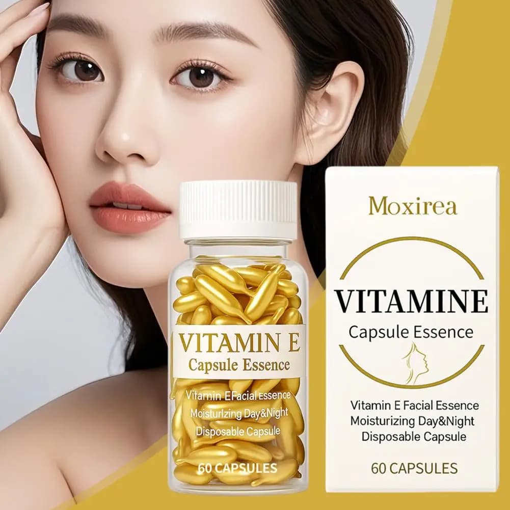 Capsules de sérum à la vitamine E, capsules d'essence à usage unique, soin hydratant et nourrissant pour la peau du visage, 60 capsules/flacon