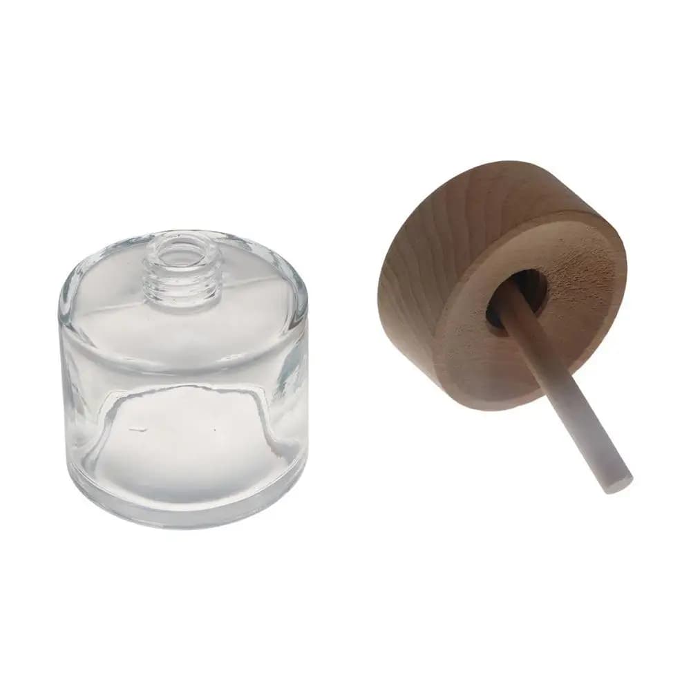 Bouteilles diffuseur de parfum en verre de 50 ml avec bouchon en bois, rechargeables, pour bricolage, pots diffuseurs de parfum, bouteilles d'aromathérapie pour voiture, bouteilles transparentes