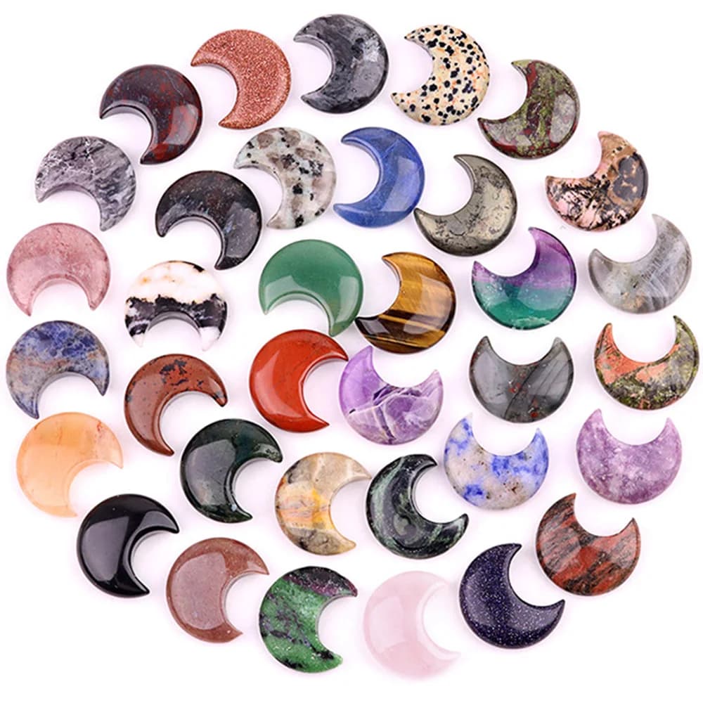 Pierres précieuses naturelles sculptées en forme de lune, 1.2 pouces, équilibrage des chakras, cristaux de guérison Reiki, cadeaux de décoration pour la maison