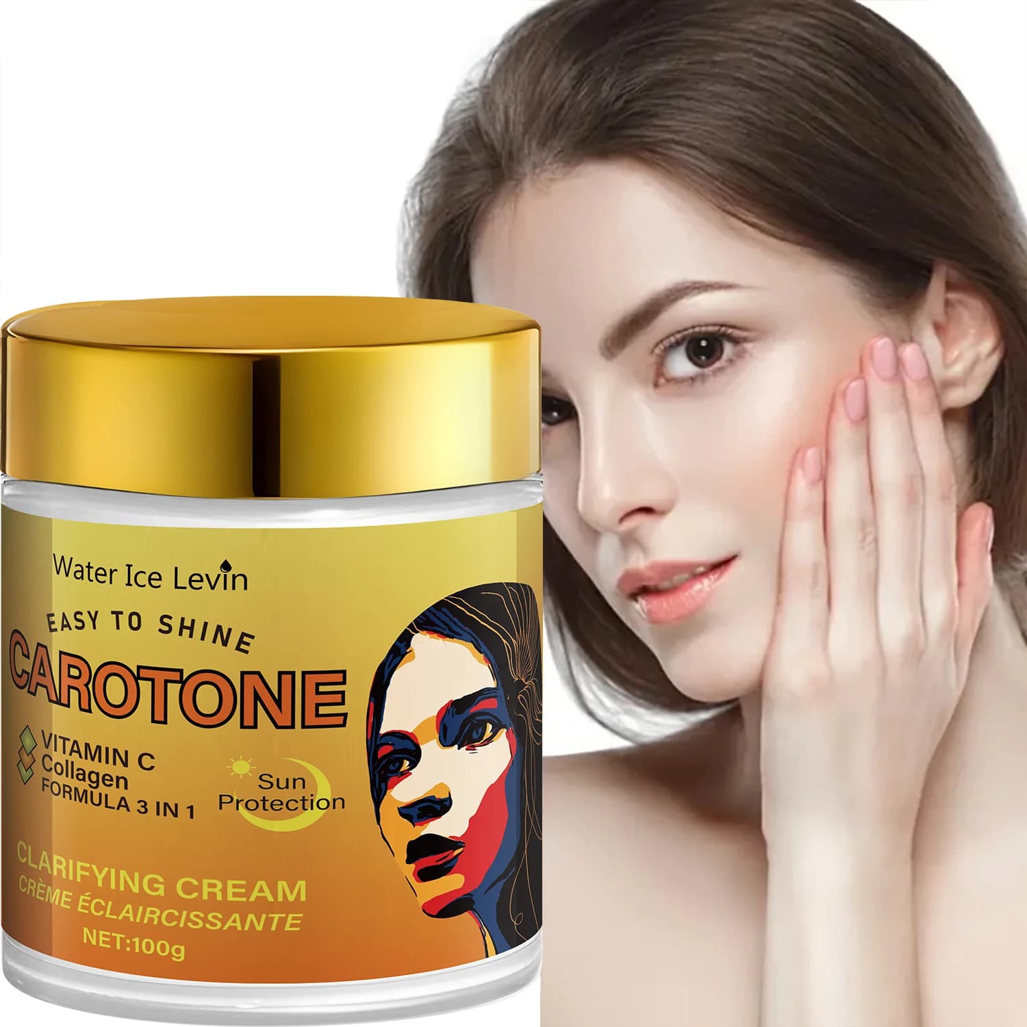 Crème visage riche en bêta-carotène, éclaircissante et antioxydante, hydratante et hydratante en profondeur au collagène, texture légère et non grasse, adaptée aux peaux sensibles