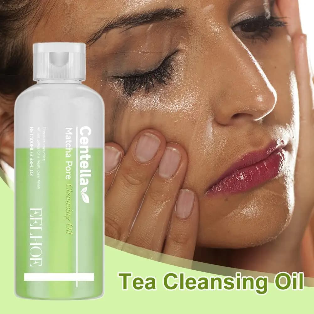 Huile nettoyante au matcha 100ml, démaquillant doux et non irritant, nettoie le fond de teint et les fards à paupières