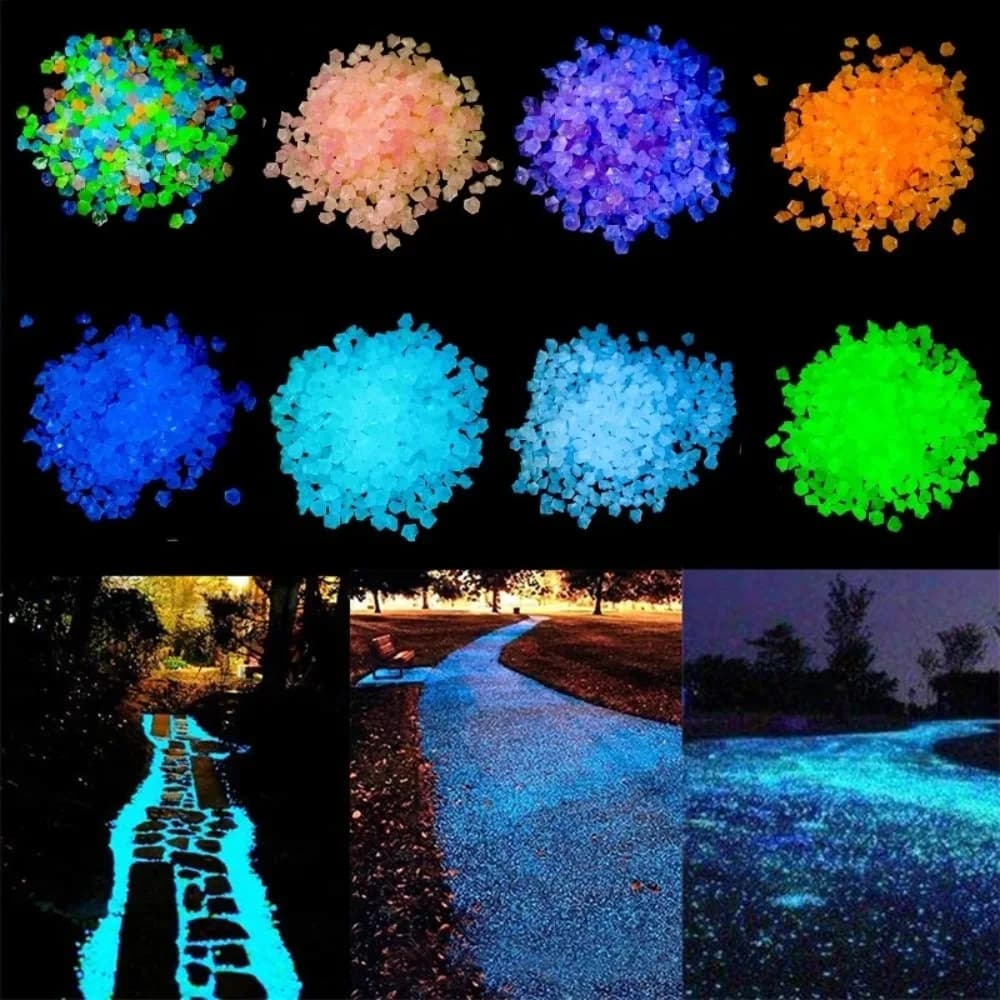 Pierres de sable lumineuses, galets de jardin, parc, route, brille dans l'obscurité, ornement de fête, bouteille de souhait, décoration de pierres de sable lumineuses