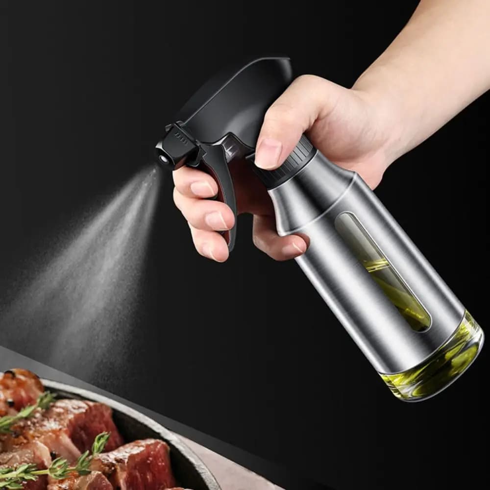 Bouteille de pulvérisation d'huile corporelle en acier inoxydable, outil de barbecue, pulvérisateur d'huile Visible de 180ml, distributeur d'huile étanche, cuisson