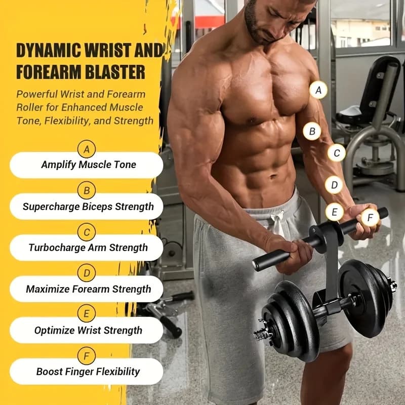 Rouleau de musculation pour avant-bras avec poignée antidérapante épaissie, sangle réglable, équipement de fitness durable pour entraînement à domicile