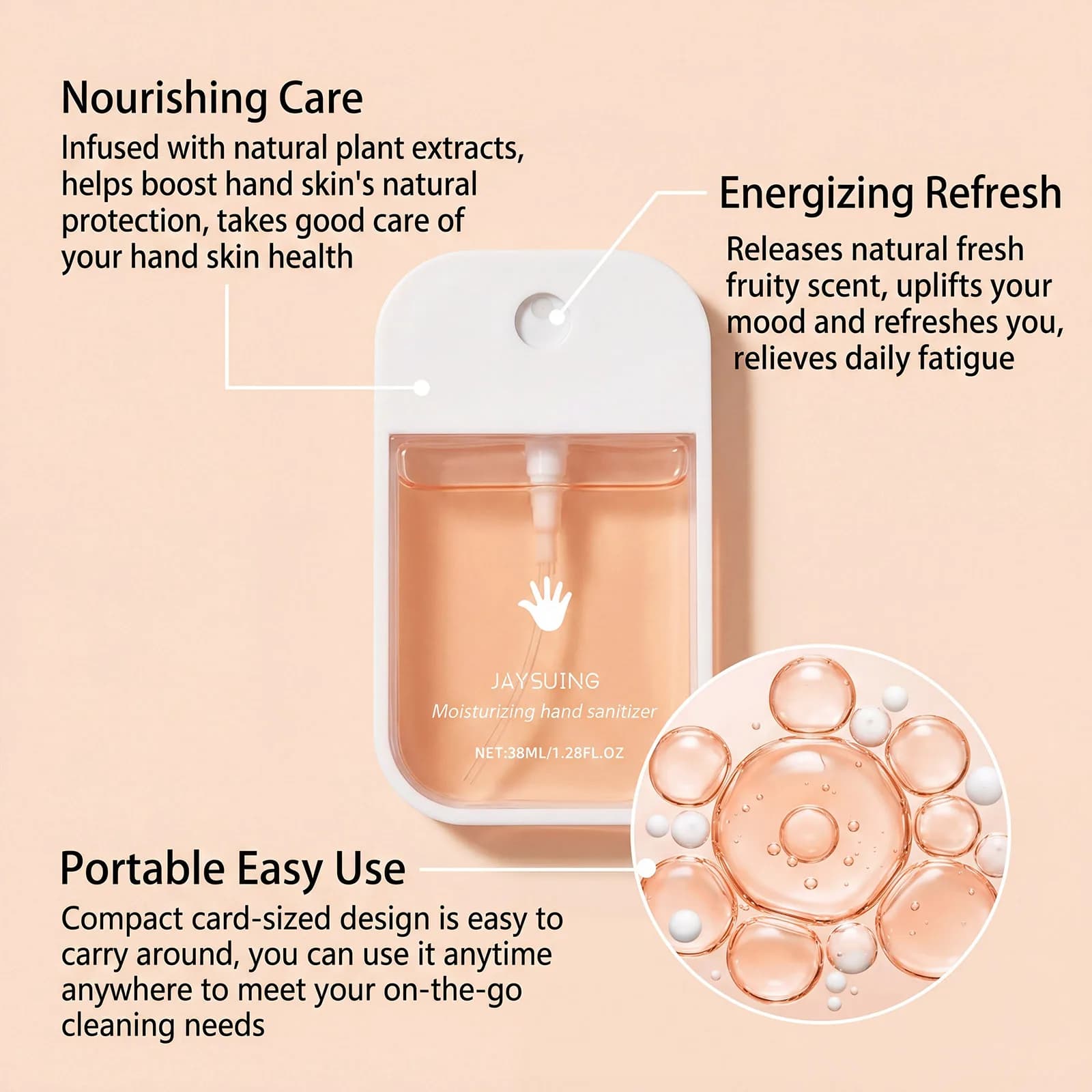 Spray désinfectant pour les mains portable, nettoyage doux, rafraîchissant, hydratant, séchage rapide, format voyage, mini brume lavante pour les mains, soin quotidien