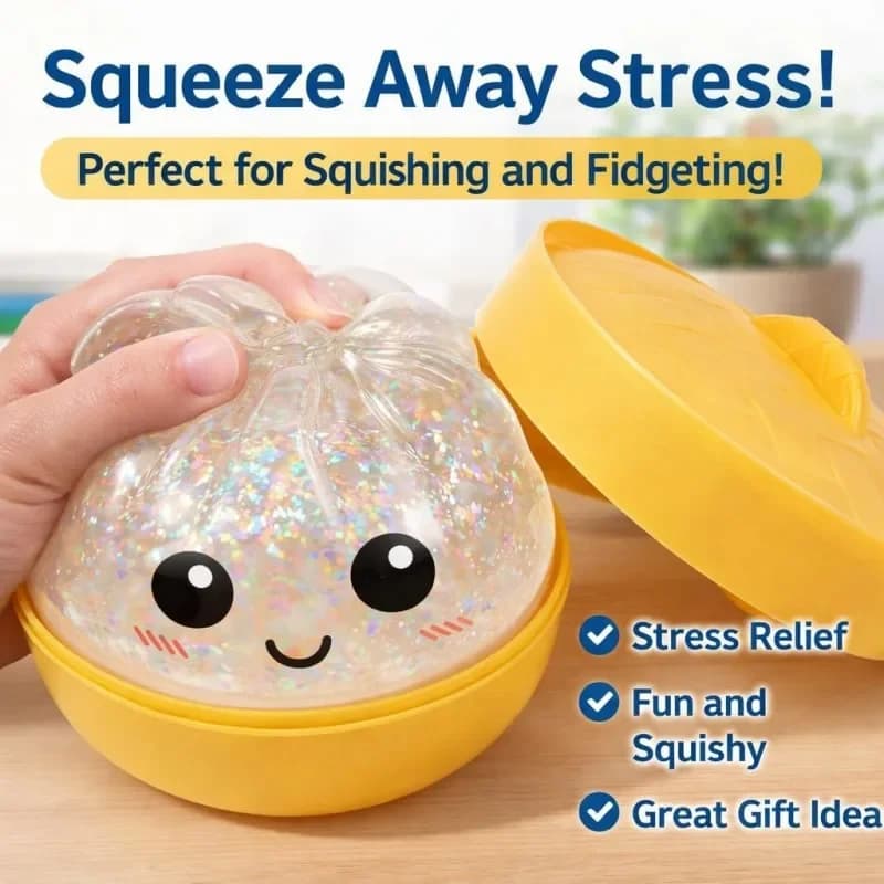 Jouet Squishy en forme de Boulette Vapeur Arc-en-ciel