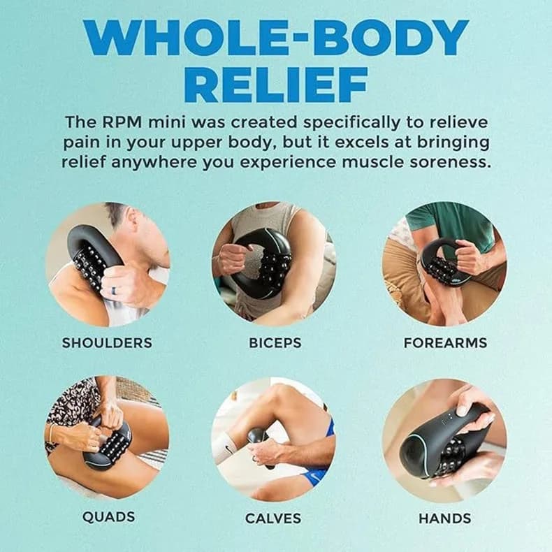 Masseur roulant à vibrations portatif, soulagement complet du corps, Massage de récupération des tissus profonds et des muscles, Rotation à 3 vitesses puissante