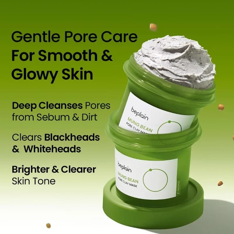 Produits de soin coréens BEPLAIN : Sérum pour les pores à base de haricot mungo, mousse nettoyante en profondeur, masque à l'argile pour nettoyer les pores du visage et huile démaquillante