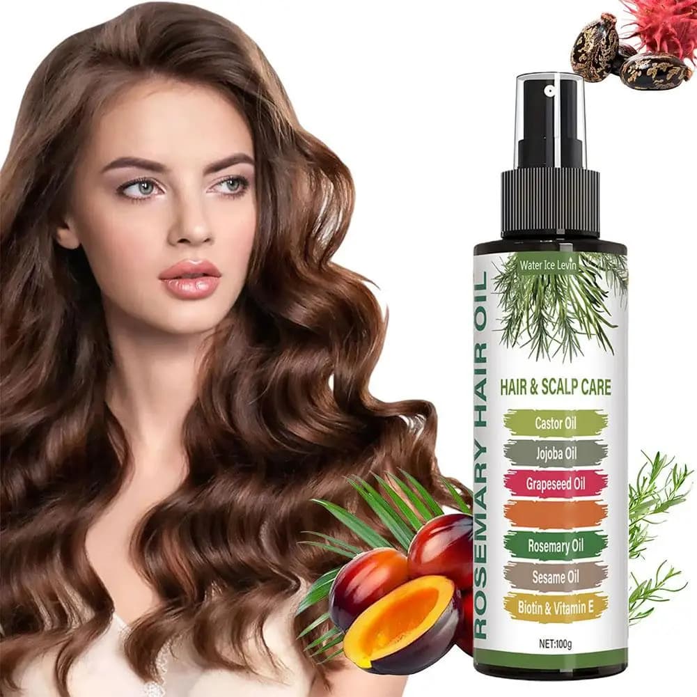 Huile de romarin pour la croissance des cheveux avec huile de ricin, de batana et de jojoba, huiles capillaires efficaces, élimine les démangeaisons et la sécheresse du cuir chevelu, huile de soin cap